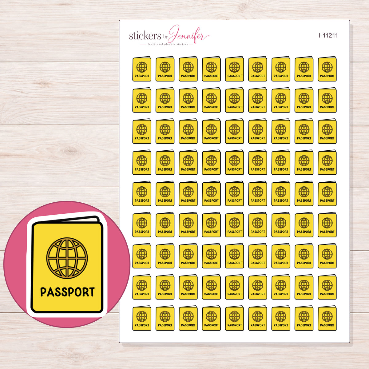 I-11211 planner sticker sheet with enlarged sticker detail