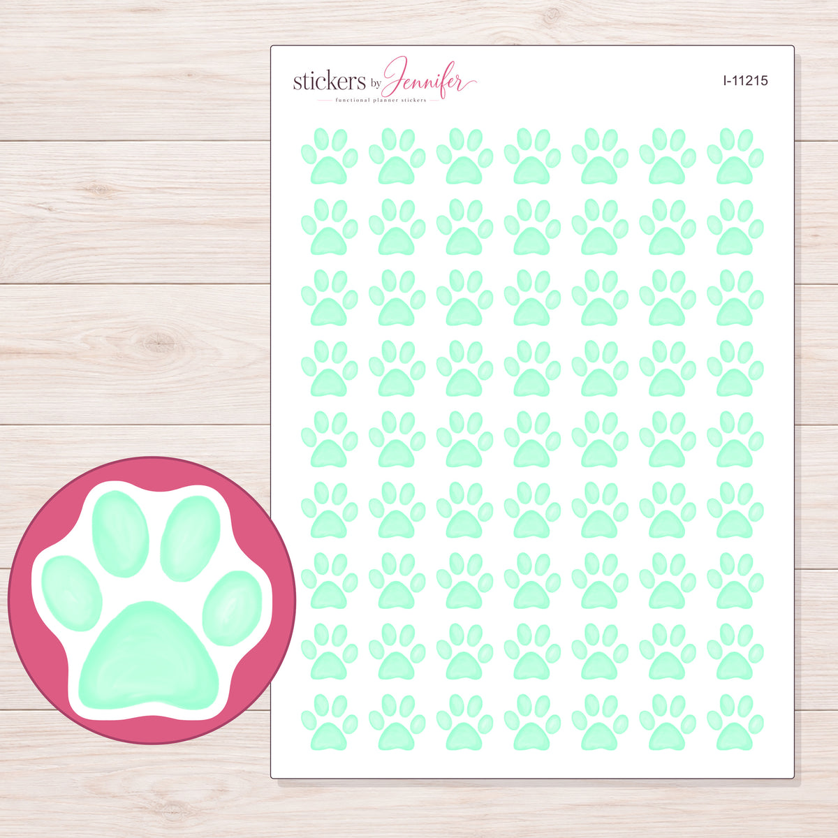 I-11215 planner sticker sheet with enlarged sticker detail