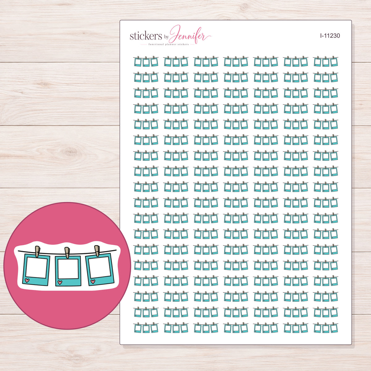 I-11230 planner sticker sheet with enlarged sticker detail