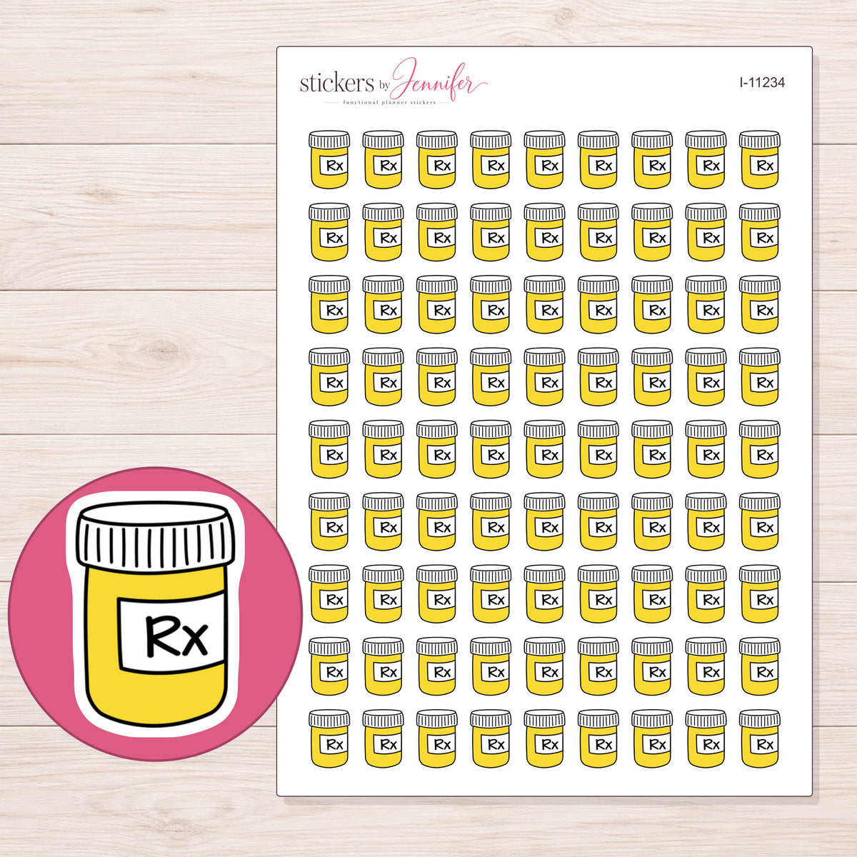 I-11234 planner sticker sheet with enlarged sticker detail