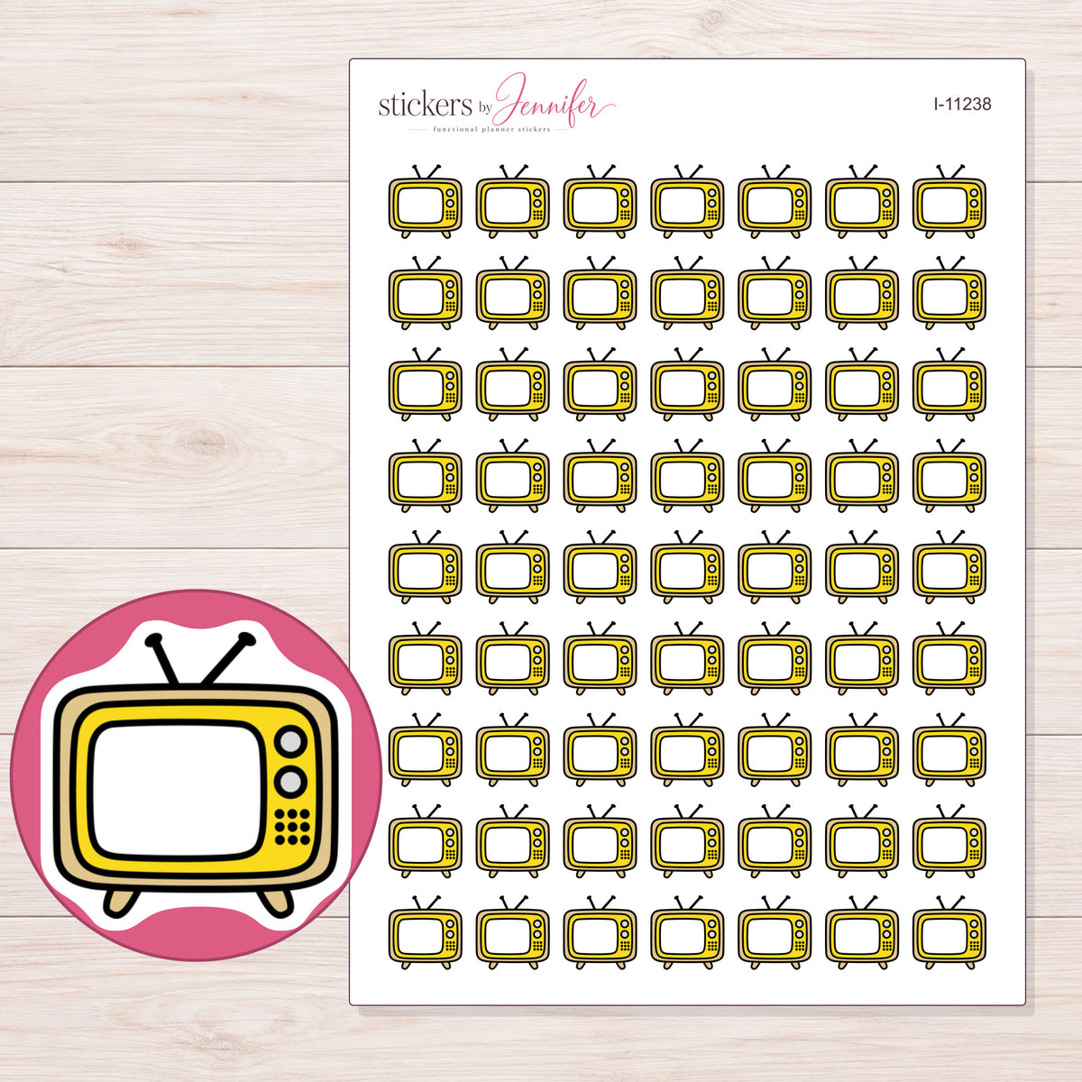 I-11238 planner sticker sheet with enlarged sticker detail