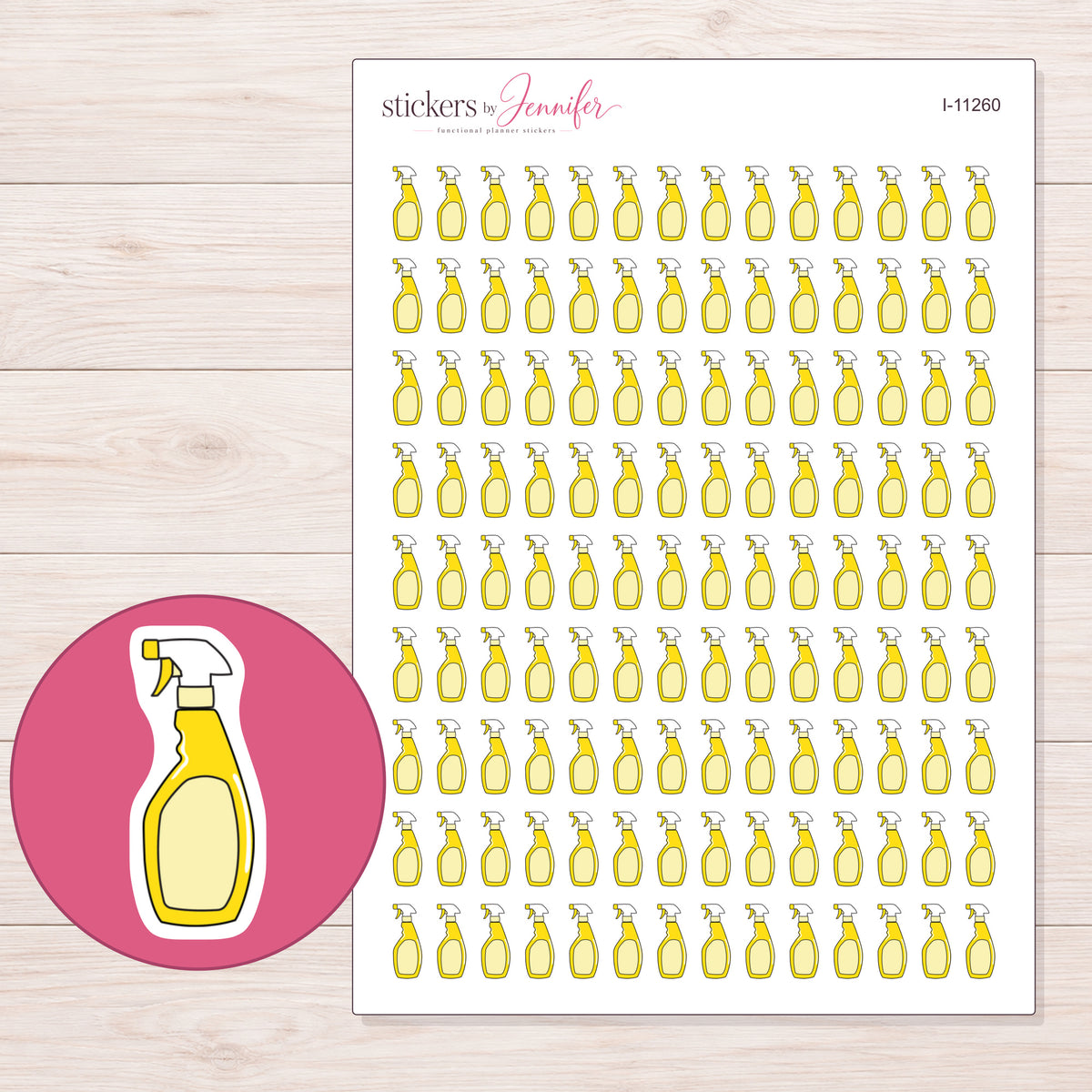 I-11260 planner sticker sheet with enlarged sticker detail