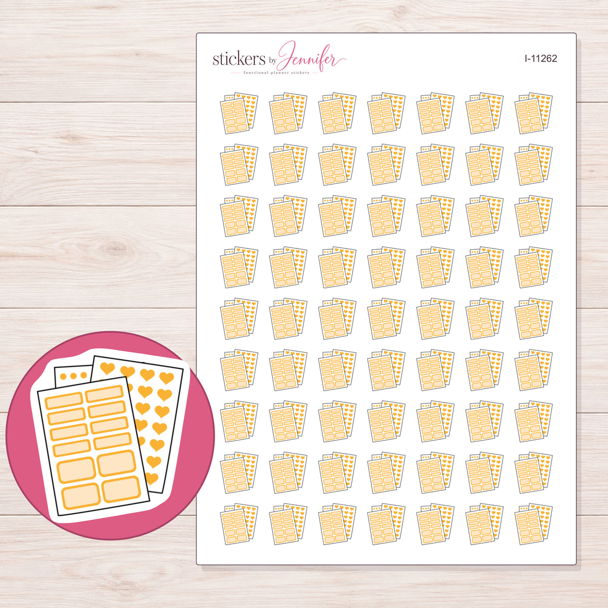 I-11262 planner sticker sheet with enlarged sticker detail