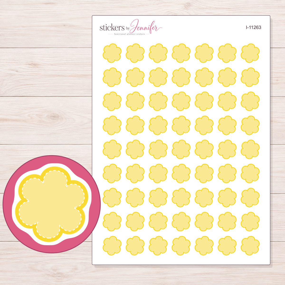 I-11263 planner sticker sheet with enlarged sticker detail