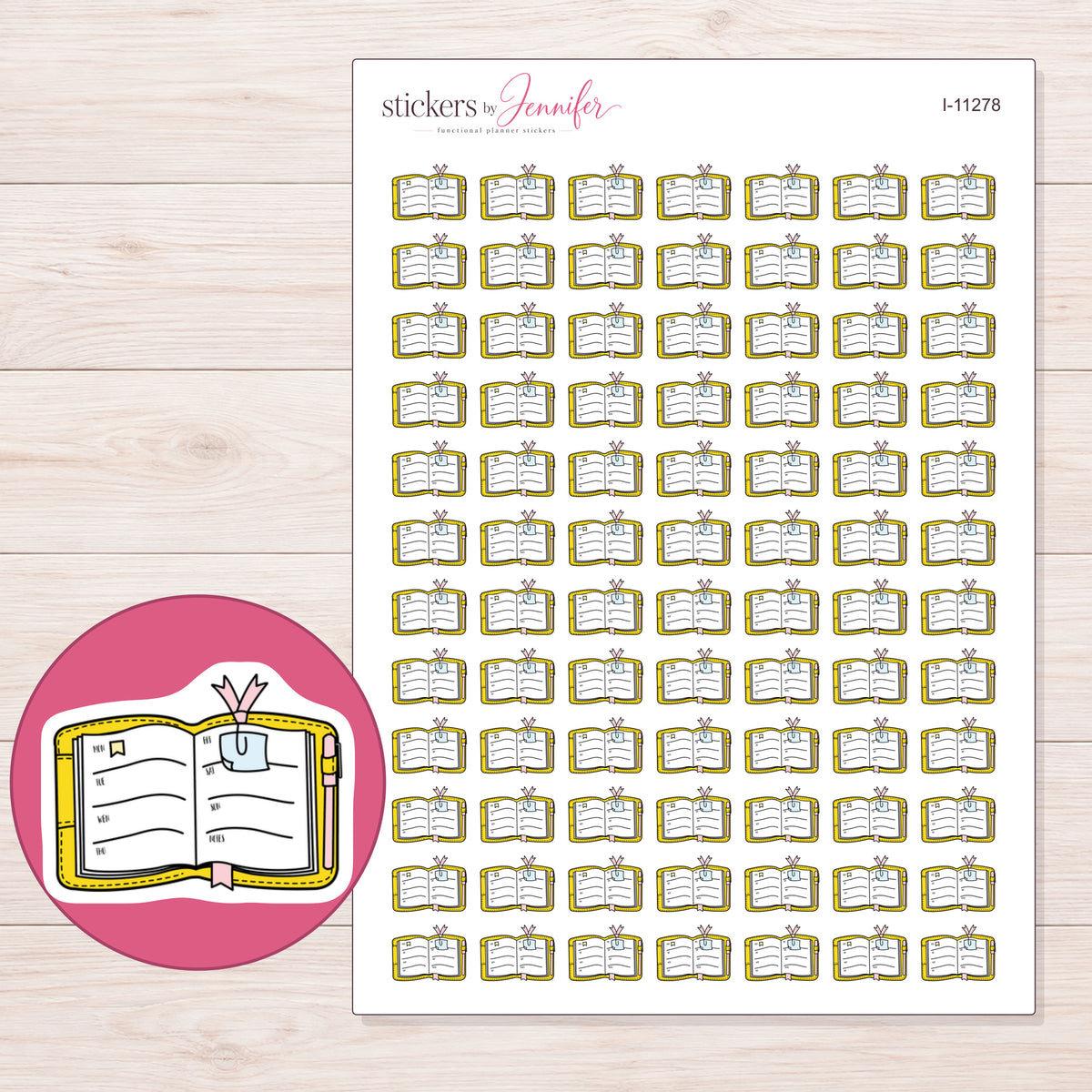 I-11278 planner sticker sheet with enlarged sticker detail