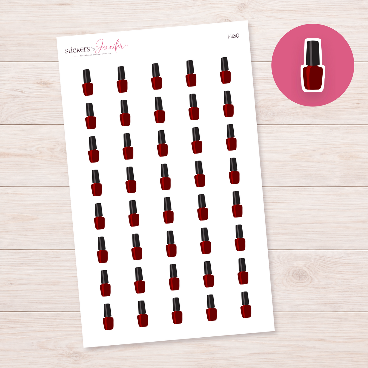Dark Red Nail Polish Bottle Planner Stickers | I-1130