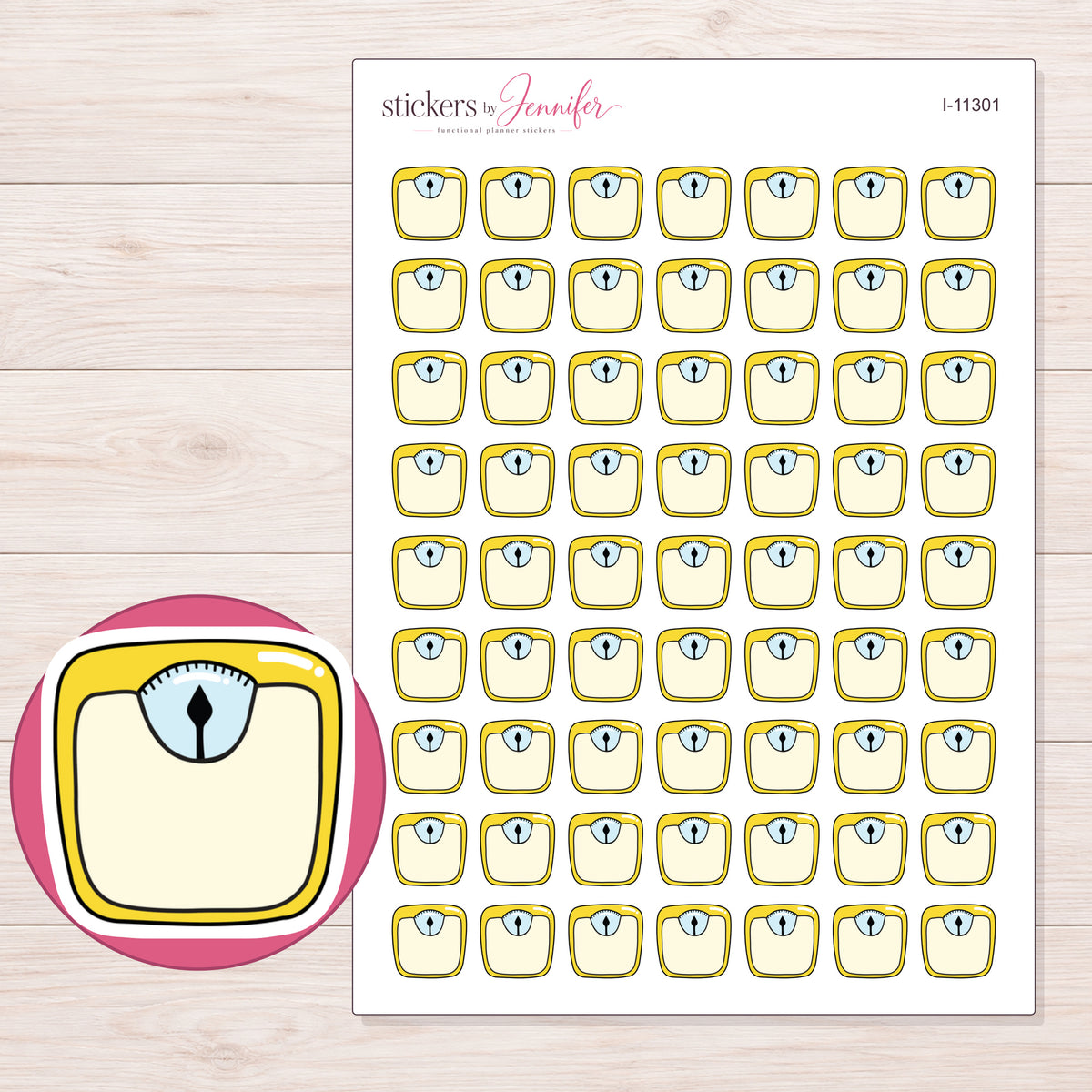 I-11301 planner sticker sheet with enlarged sticker detail