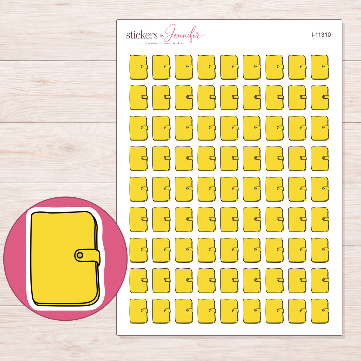 I-11310 planner sticker sheet with enlarged sticker detail