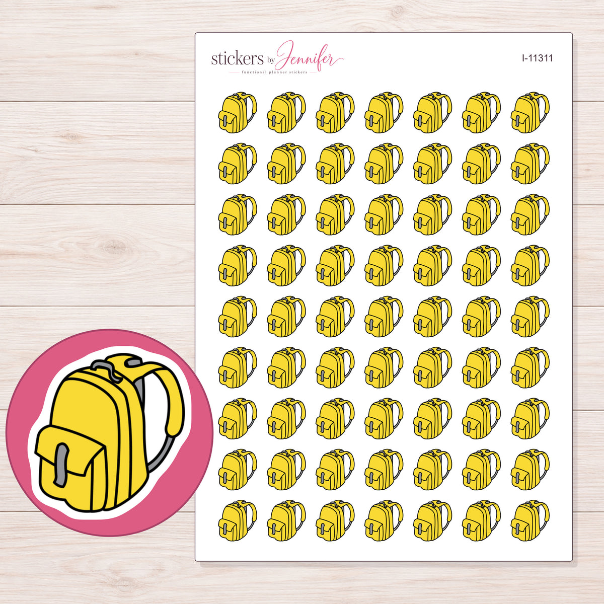 I-11311 planner sticker sheet with enlarged sticker detail