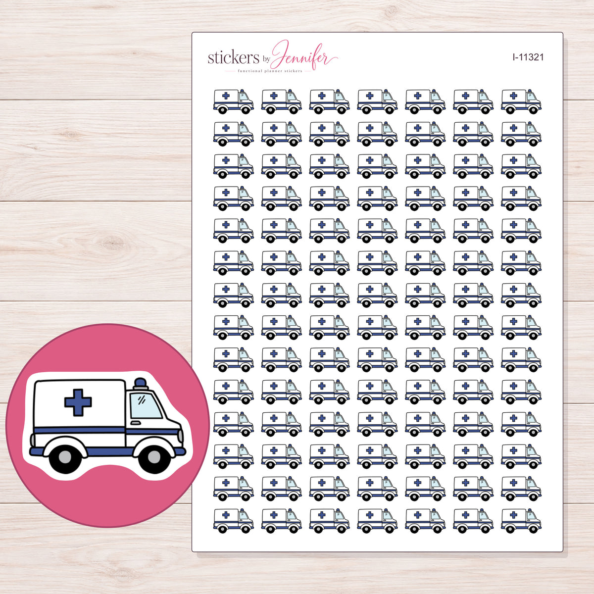 I-11321 planner sticker sheet with enlarged sticker detail