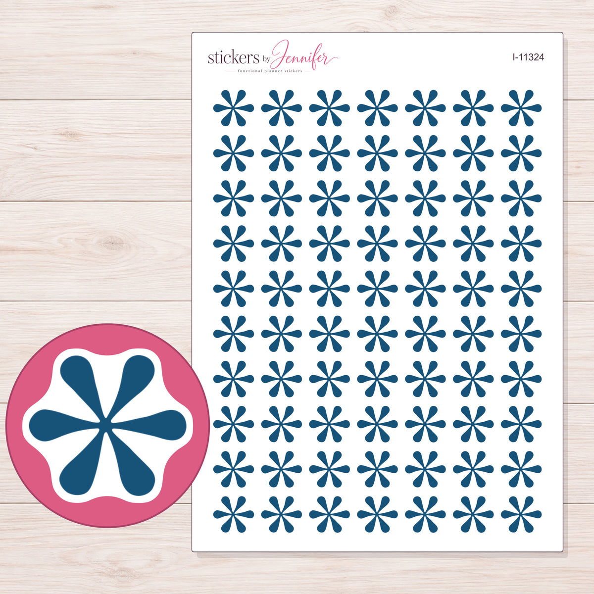 I-11324 planner sticker sheet with enlarged sticker detail