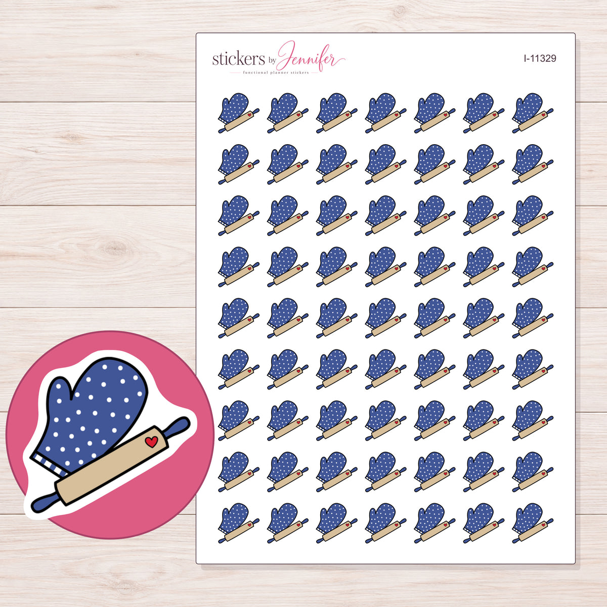 I-11329 planner sticker sheet with enlarged sticker detail