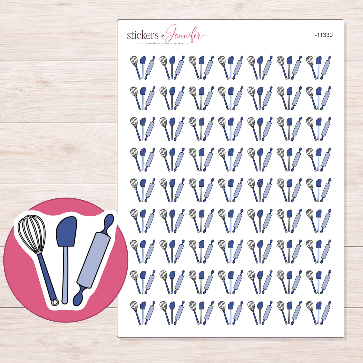 I-11330 planner sticker sheet with enlarged sticker detail