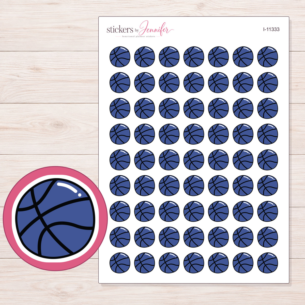 I-11333 planner sticker sheet with enlarged sticker detail