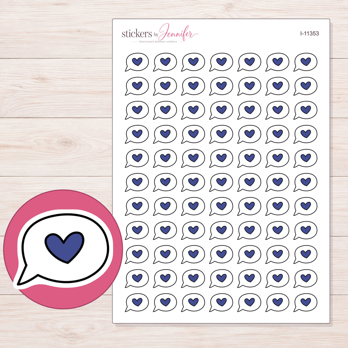 I-11353 planner sticker sheet with enlarged sticker detail