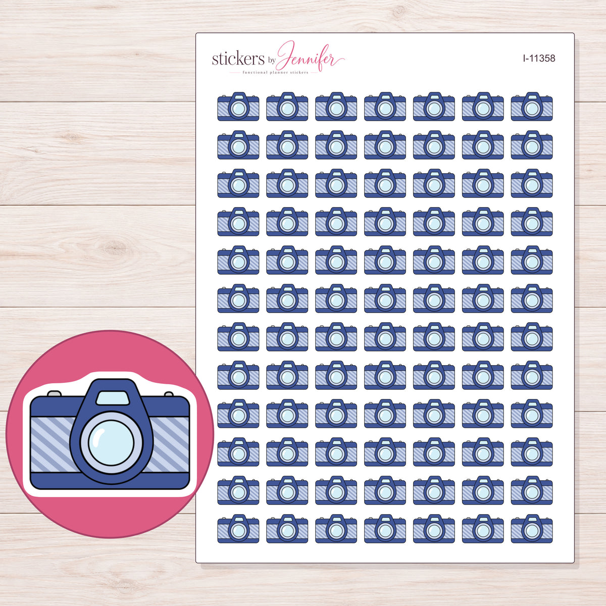 I-11358 planner sticker sheet with enlarged sticker detail