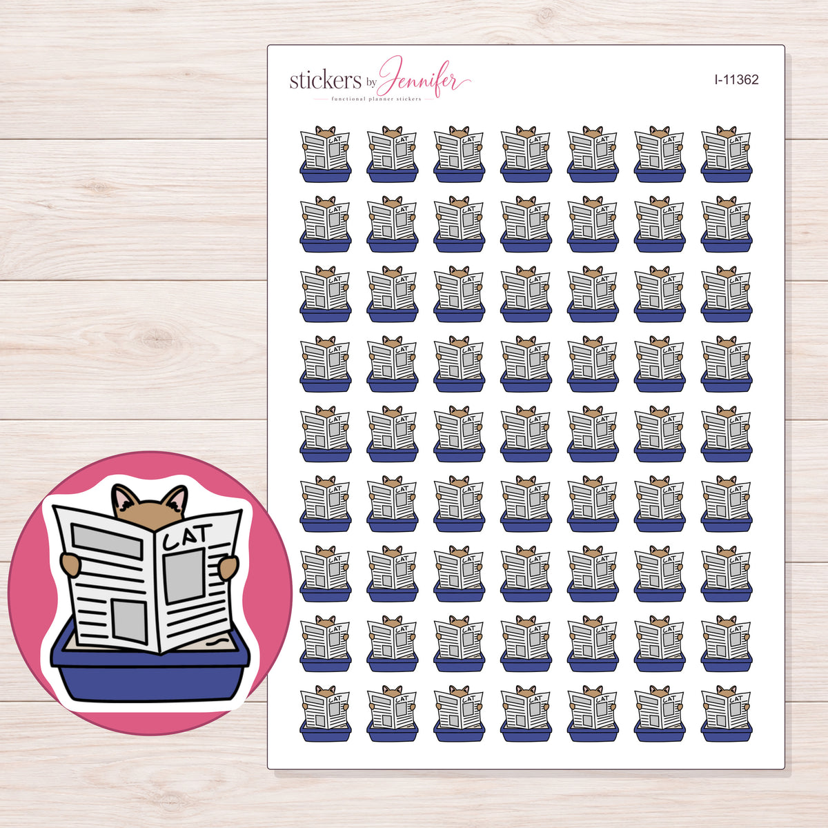 I-11362 planner sticker sheet with enlarged sticker detail
