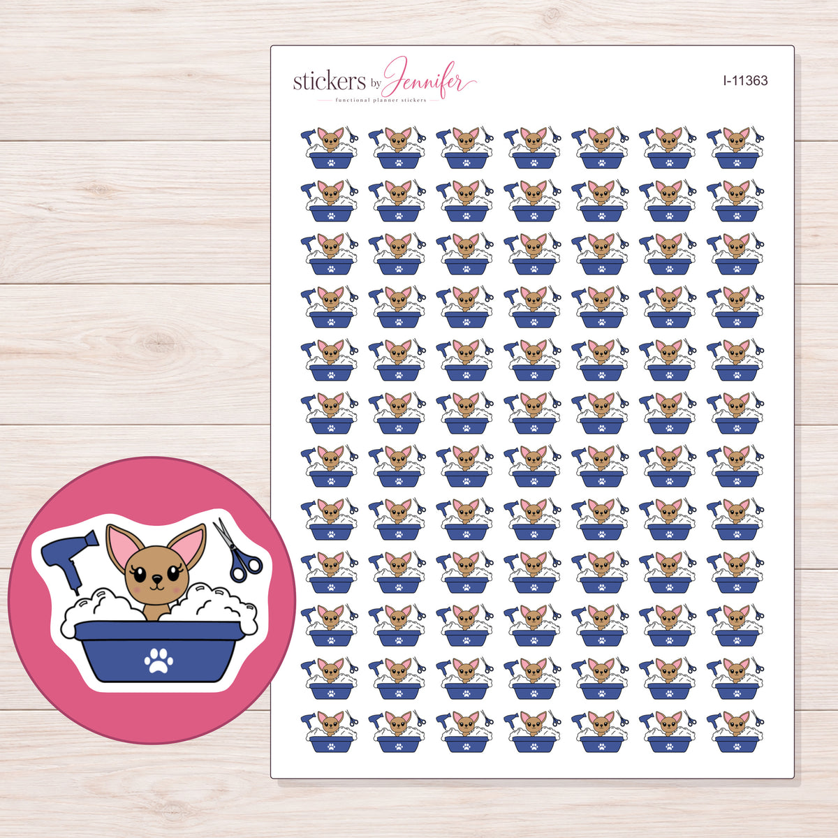 I-11363 planner sticker sheet with enlarged sticker detail