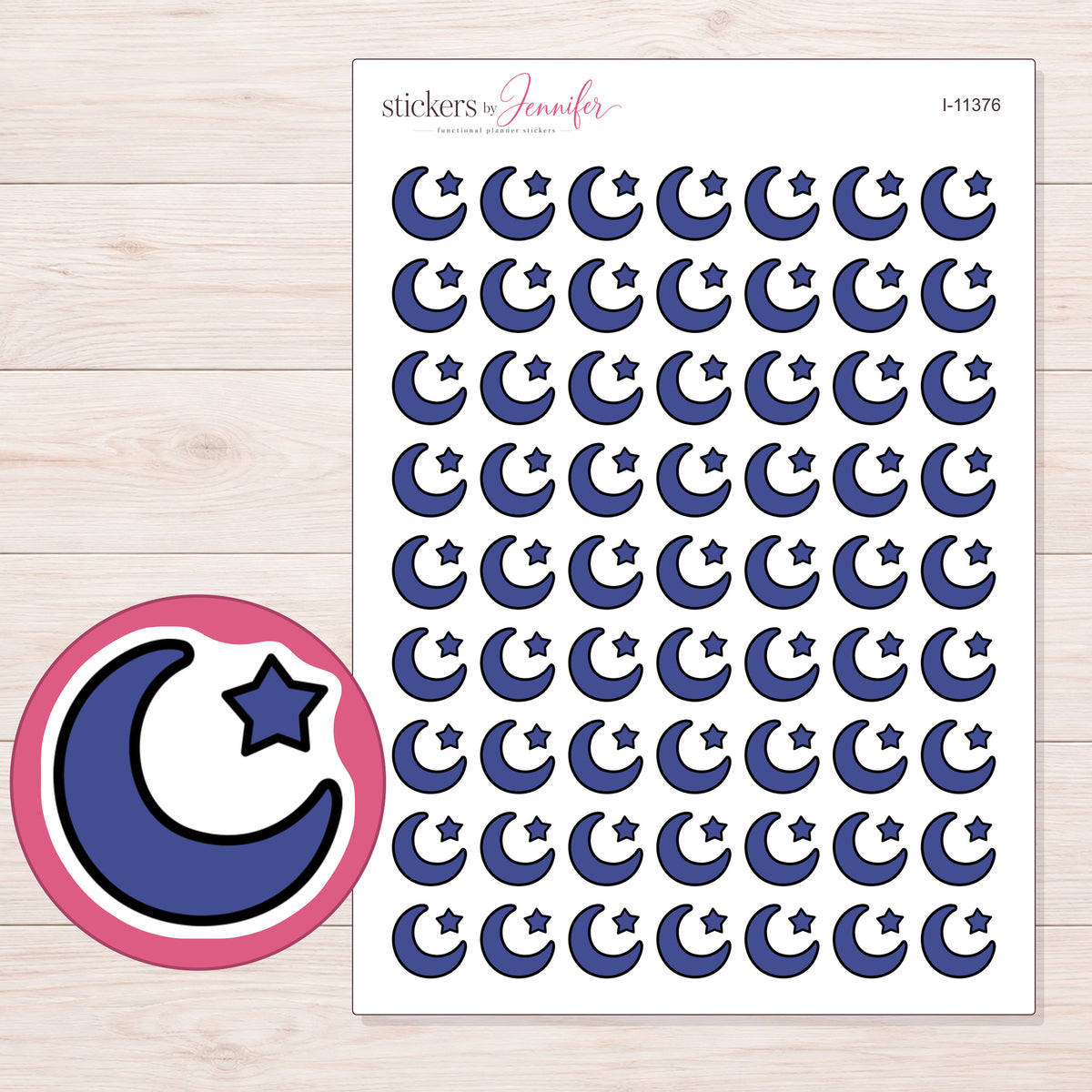 I-11376 planner sticker sheet with enlarged sticker detail