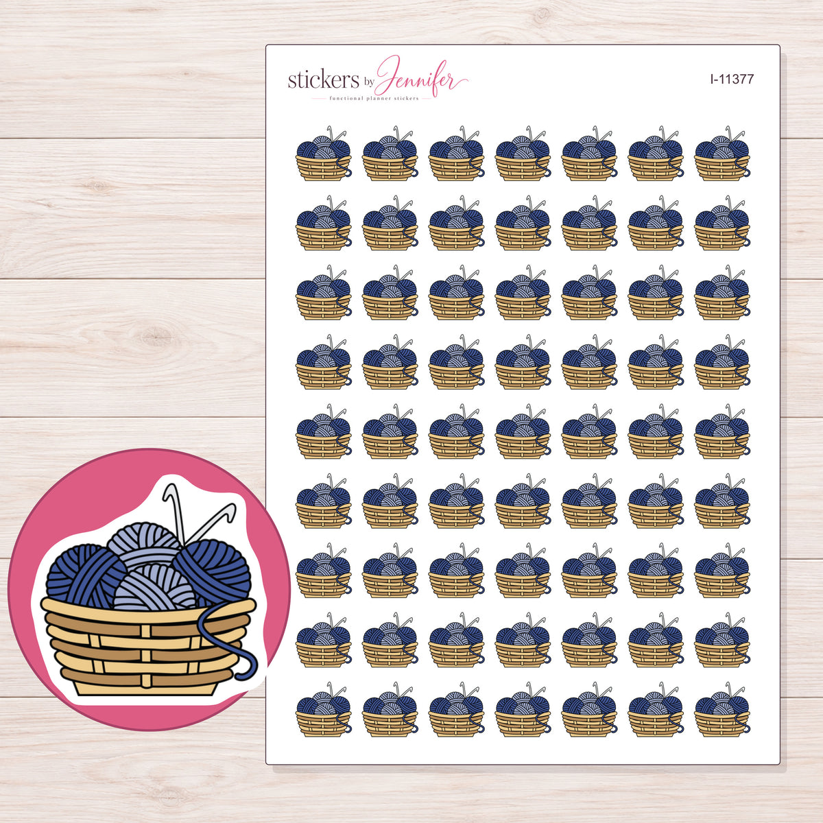 I-11377 planner sticker sheet with enlarged sticker detail