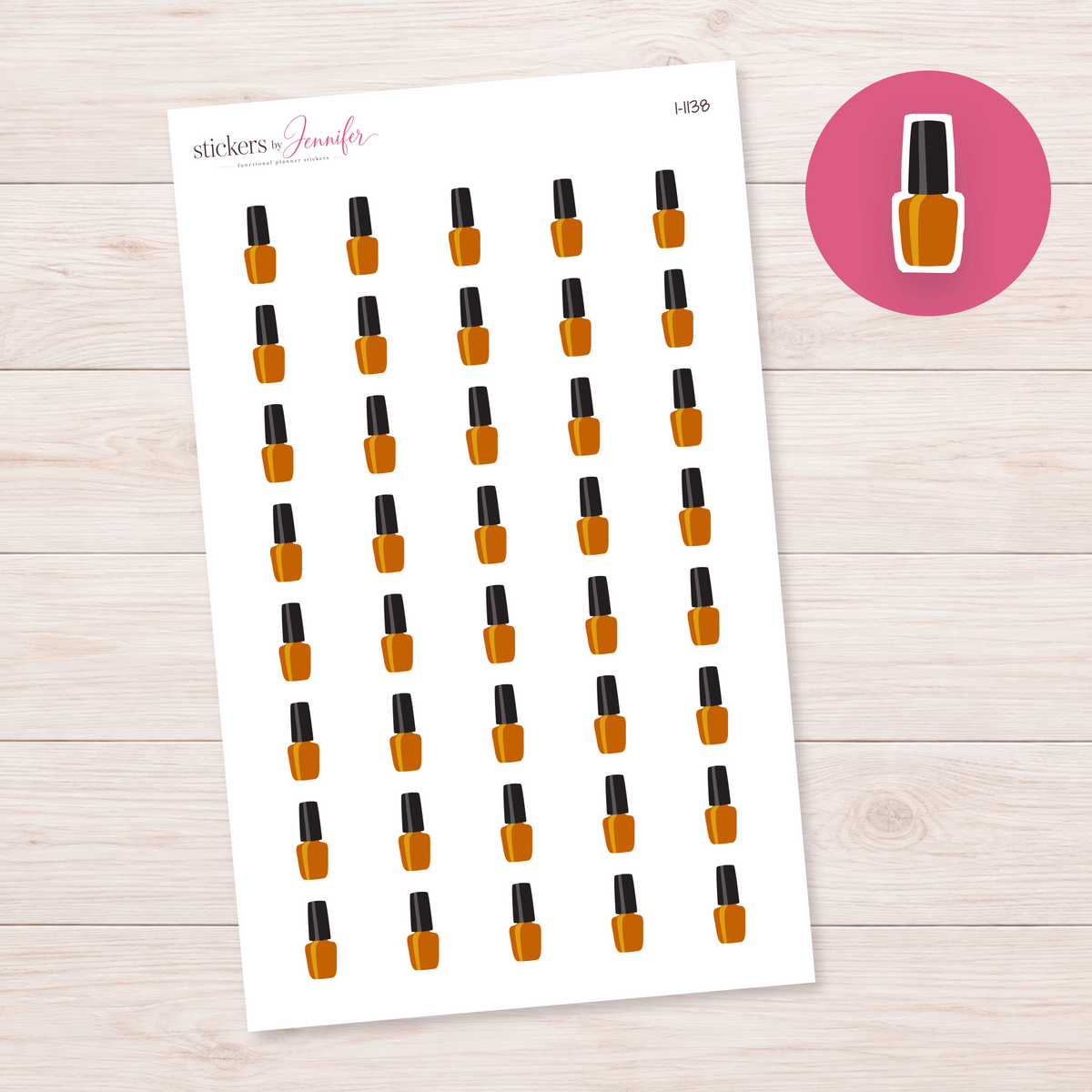 Golden Orange Nail Polish Planner Stickers | I-1138
