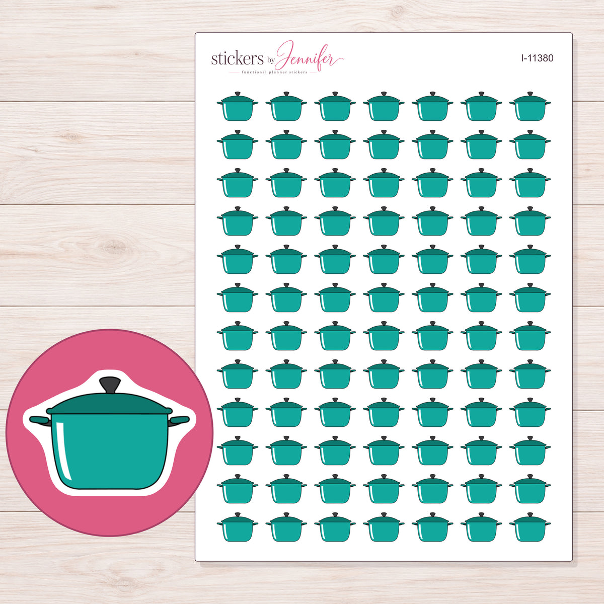 I-11380 planner sticker sheet with enlarged sticker detail