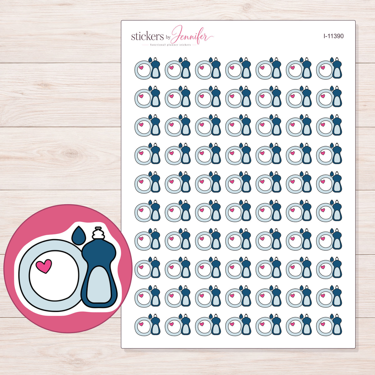 I-11390 planner sticker sheet with enlarged sticker detail