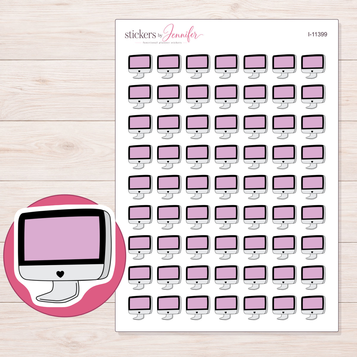 I-11399 planner sticker sheet with enlarged sticker detail