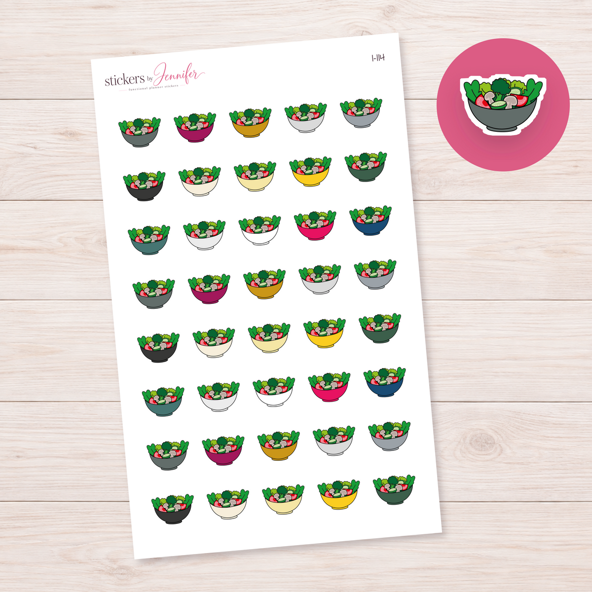Gray Salad Bowl Planner Stickers | I-114