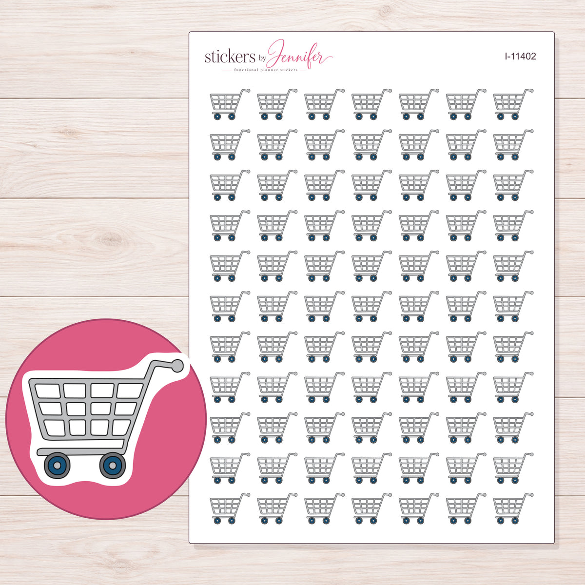I-11402 planner sticker sheet with enlarged sticker detail