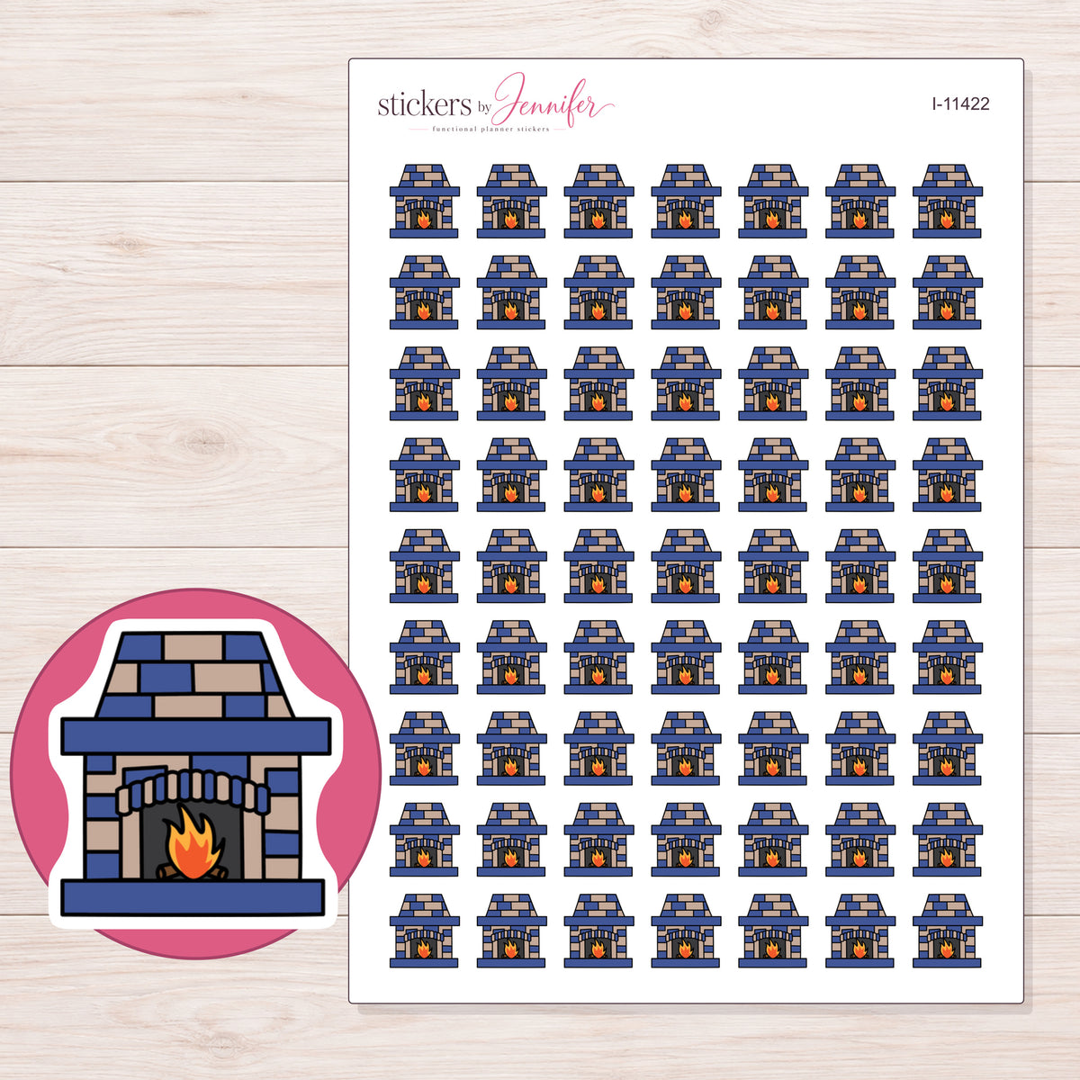 I-11422 planner sticker sheet with enlarged sticker detail