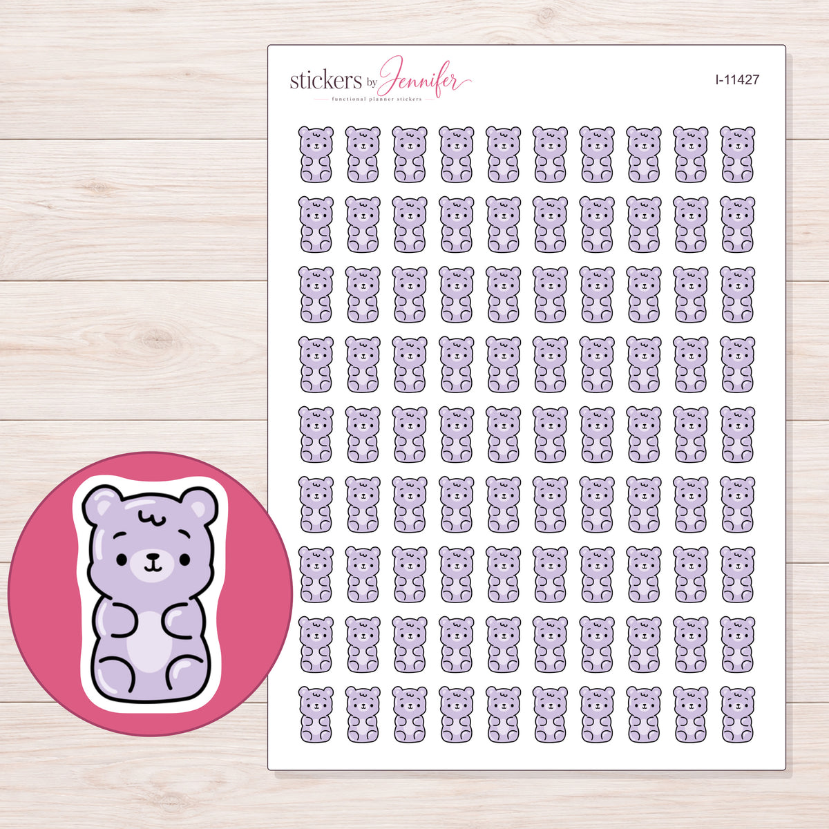 I-11427 planner sticker sheet with enlarged sticker detail