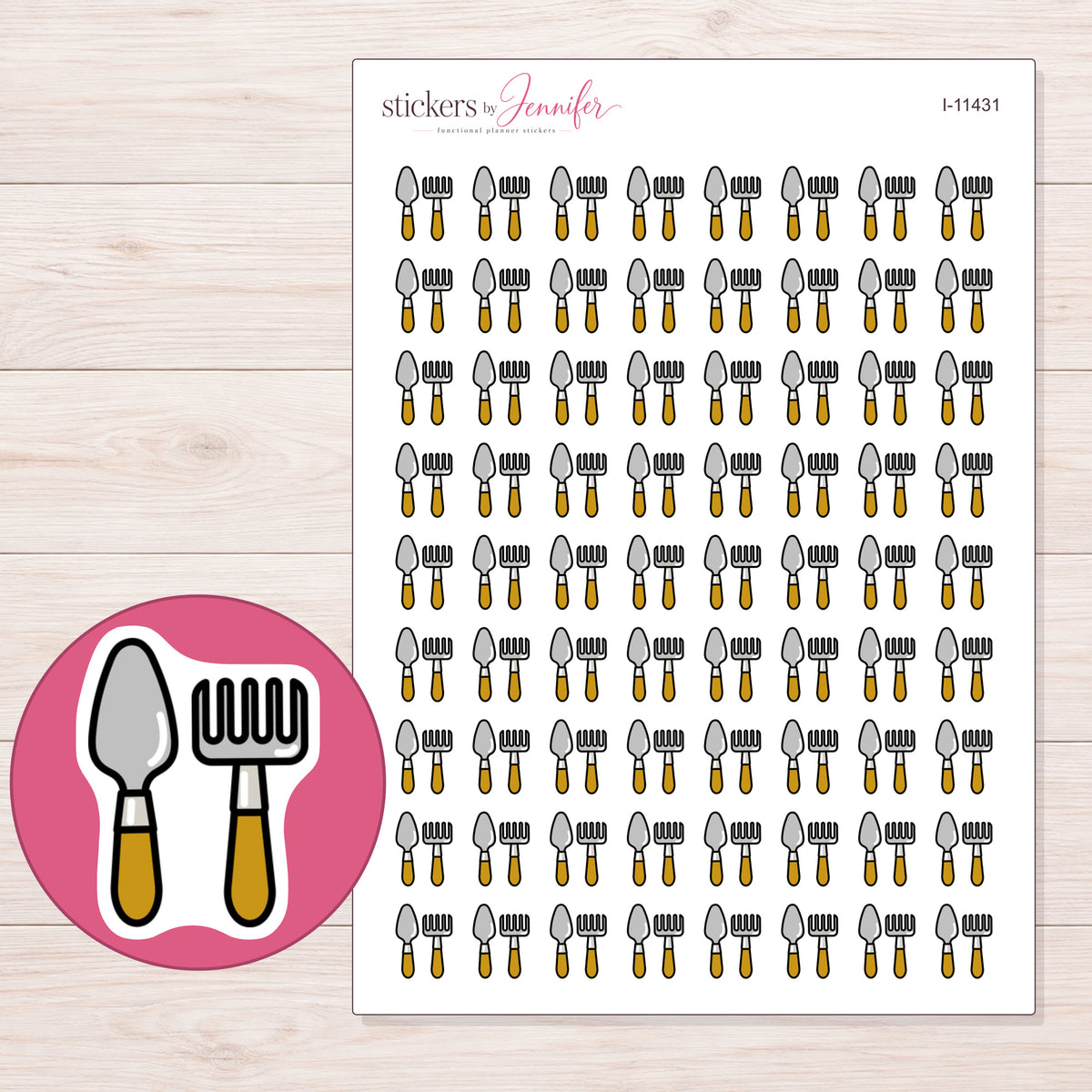 I-11431 planner sticker sheet with enlarged sticker detail