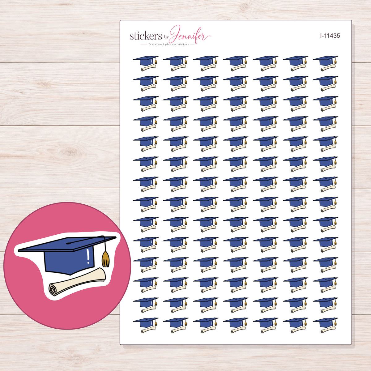 I-11435 planner sticker sheet with enlarged sticker detail