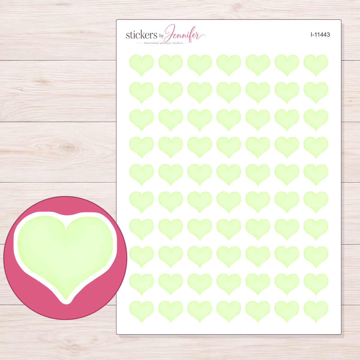 I-11443 planner sticker sheet with enlarged sticker detail