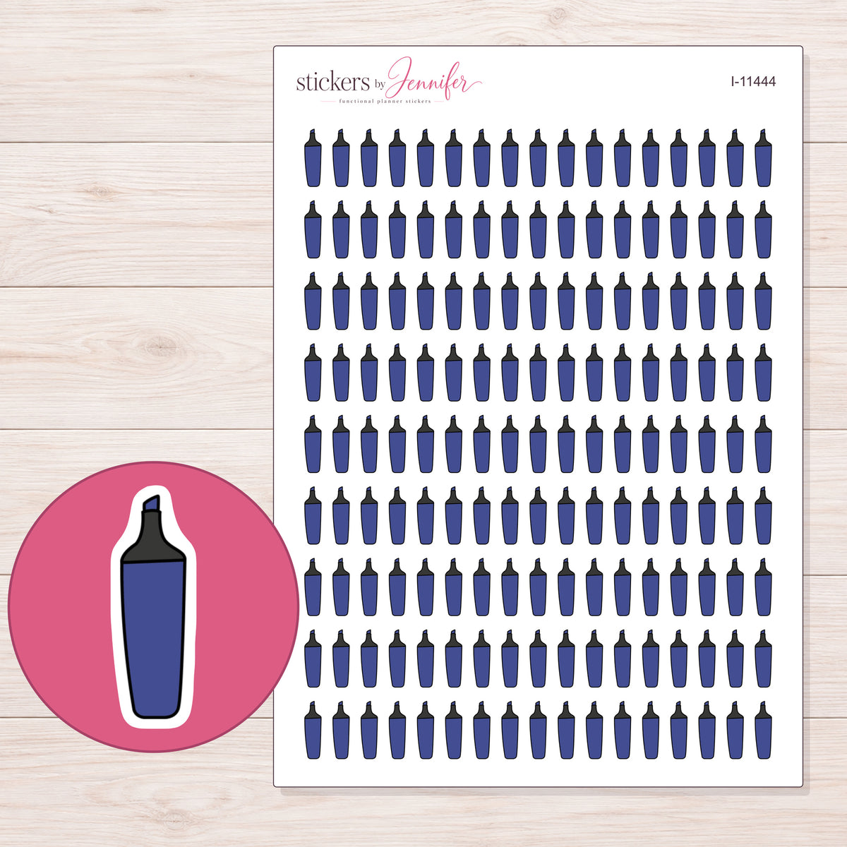 I-11444 planner sticker sheet with enlarged sticker detail