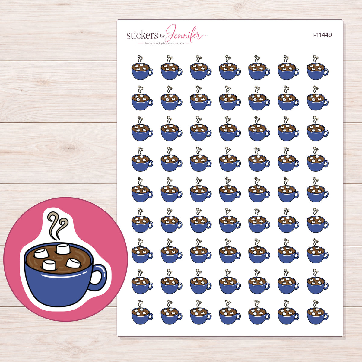 I-11449 planner sticker sheet with enlarged sticker detail