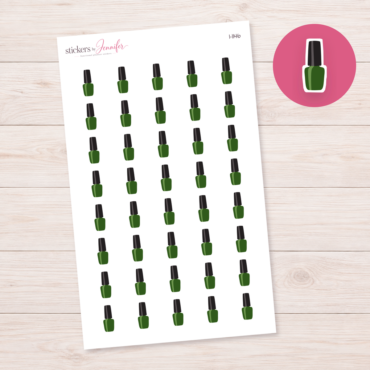 Forest Green Nail Polish Bottle Planner Stickers | I-1146