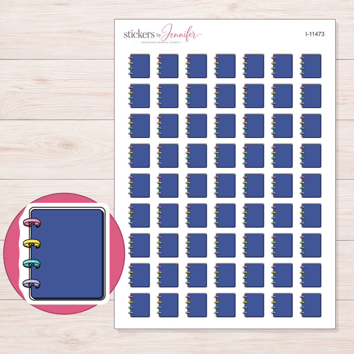 I-11473 planner sticker sheet with enlarged sticker detail