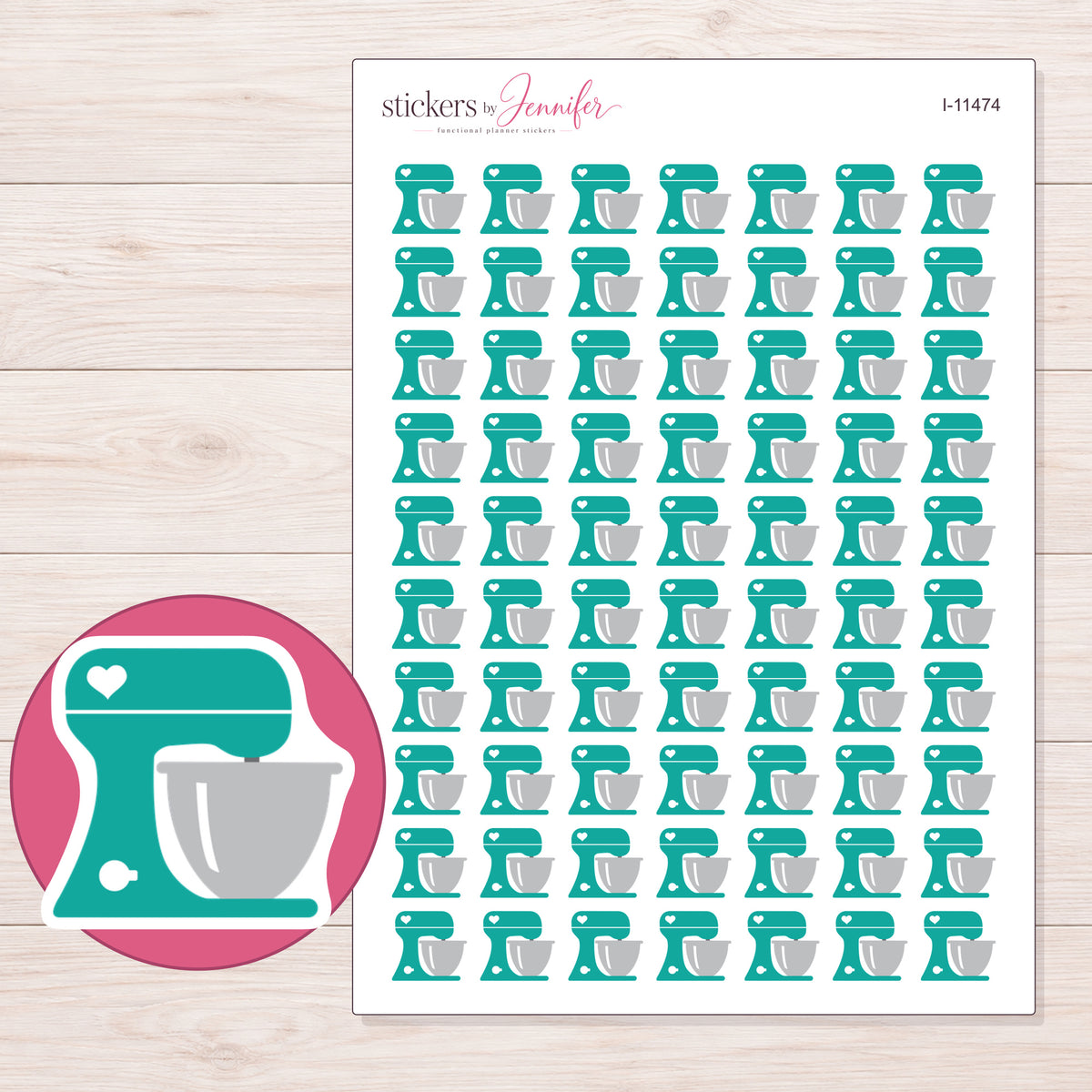 I-11474 planner sticker sheet with enlarged sticker detail
