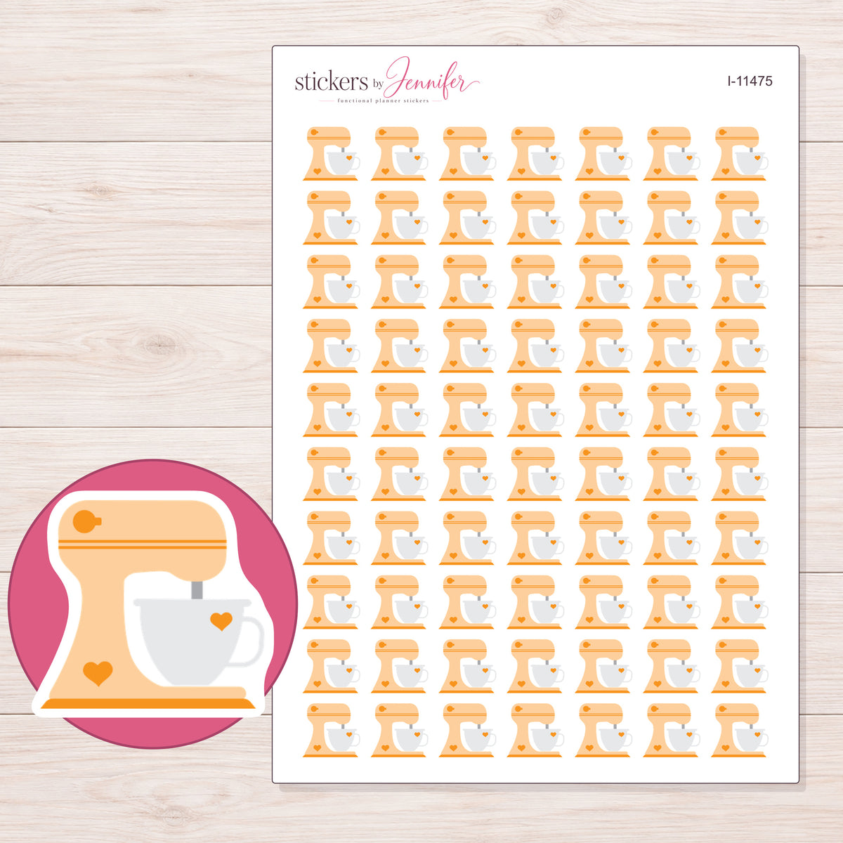 I-11475 planner sticker sheet with enlarged sticker detail