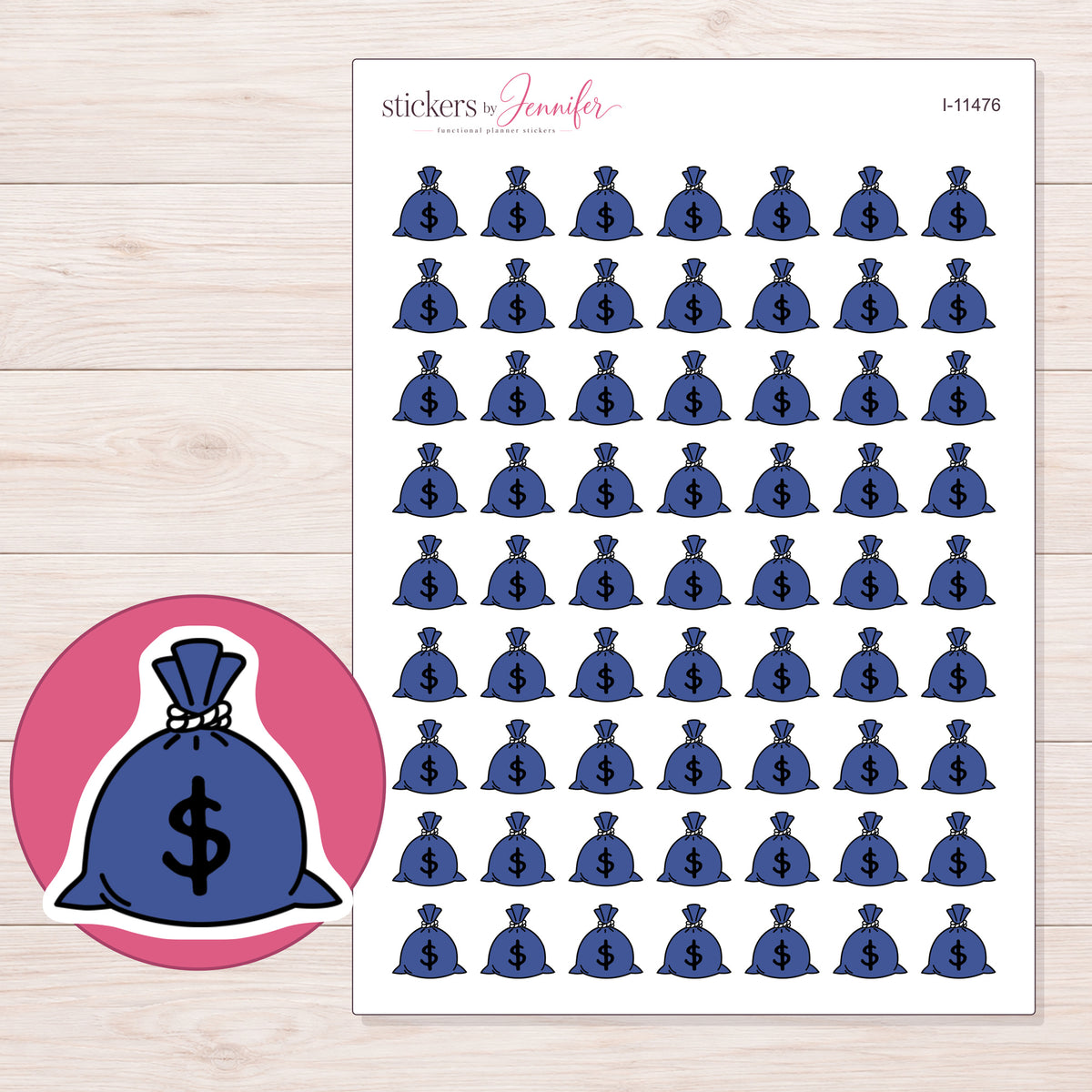 I-11476 planner sticker sheet with enlarged sticker detail
