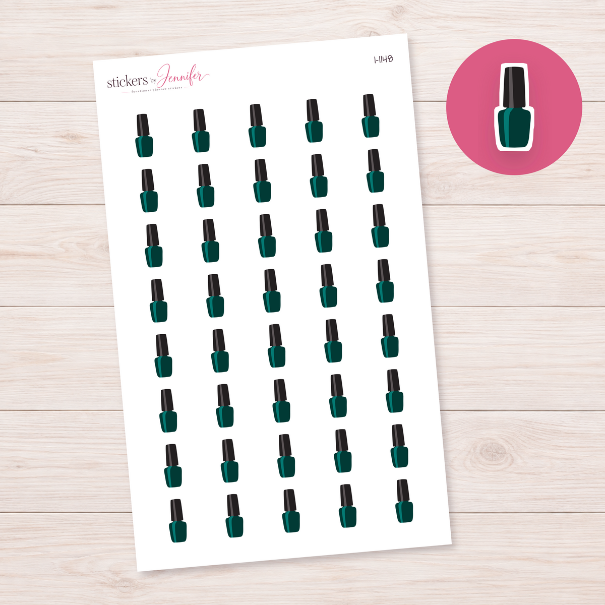 Deep Teal Nail Polish Bottle Planner Stickers | I-1148