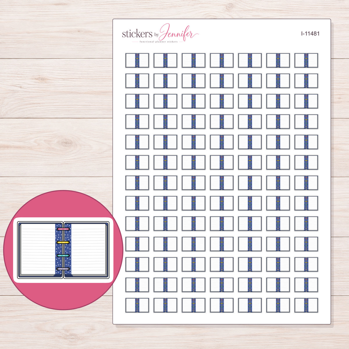 I-11481 planner sticker sheet with enlarged sticker detail