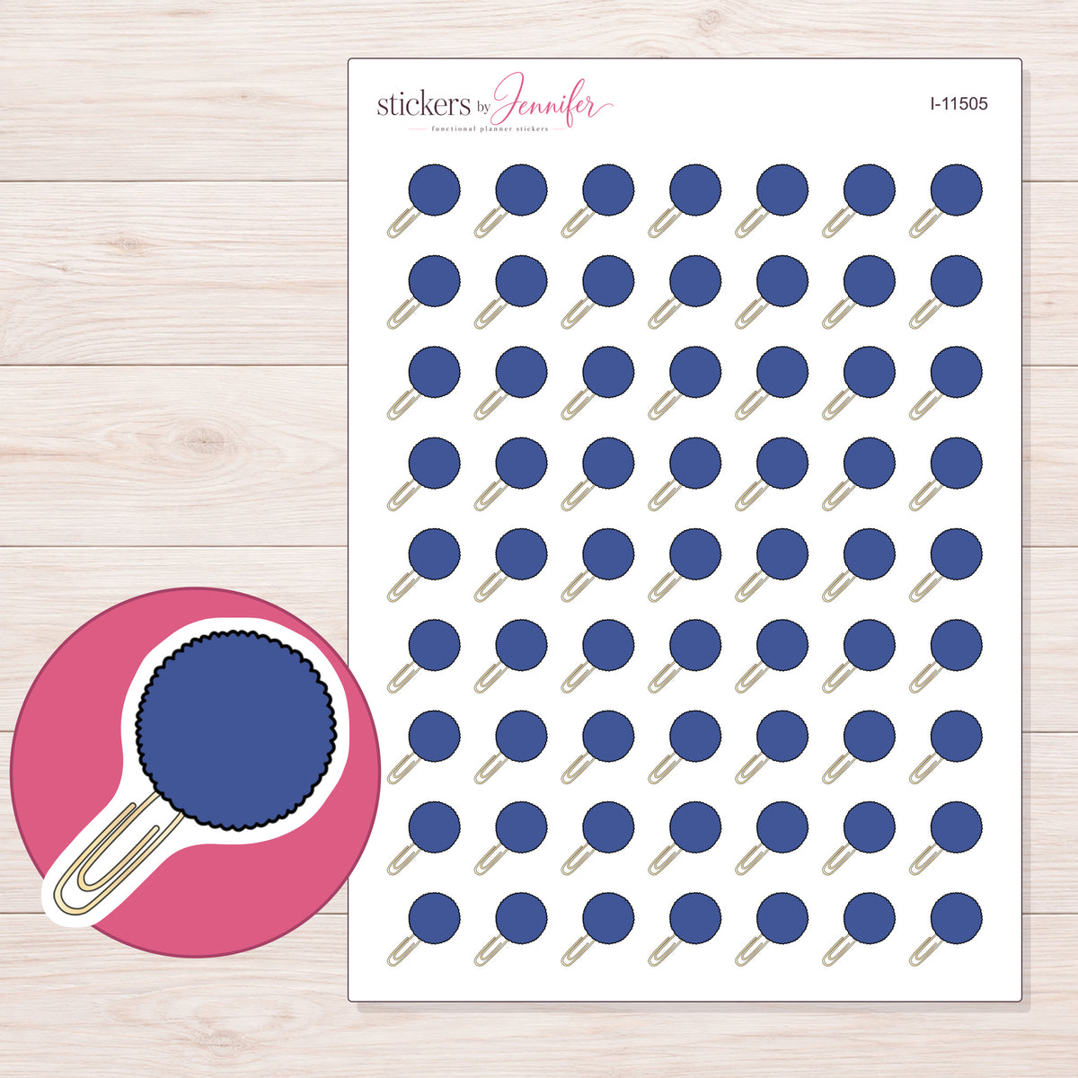 I-11505 planner sticker sheet with enlarged sticker detail