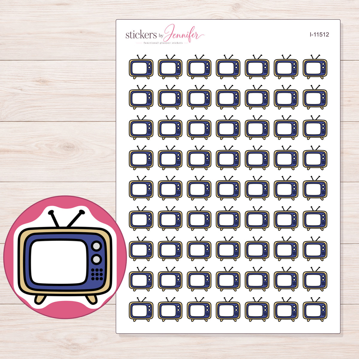 I-11512 planner sticker sheet with enlarged sticker detail