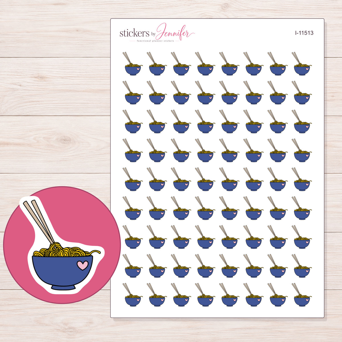 I-11513 planner sticker sheet with enlarged sticker detail