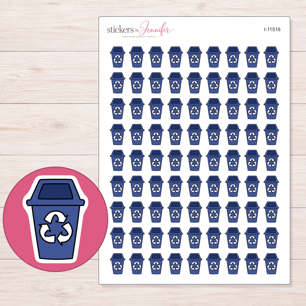 I-11516 planner sticker sheet with enlarged sticker detail