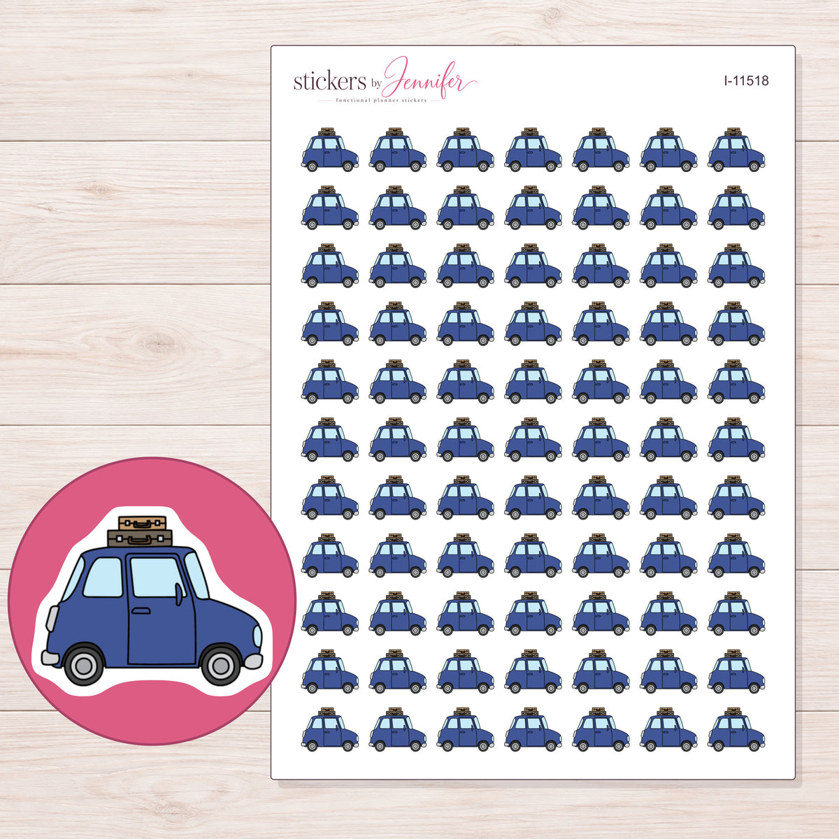 I-11518 planner sticker sheet with enlarged sticker detail