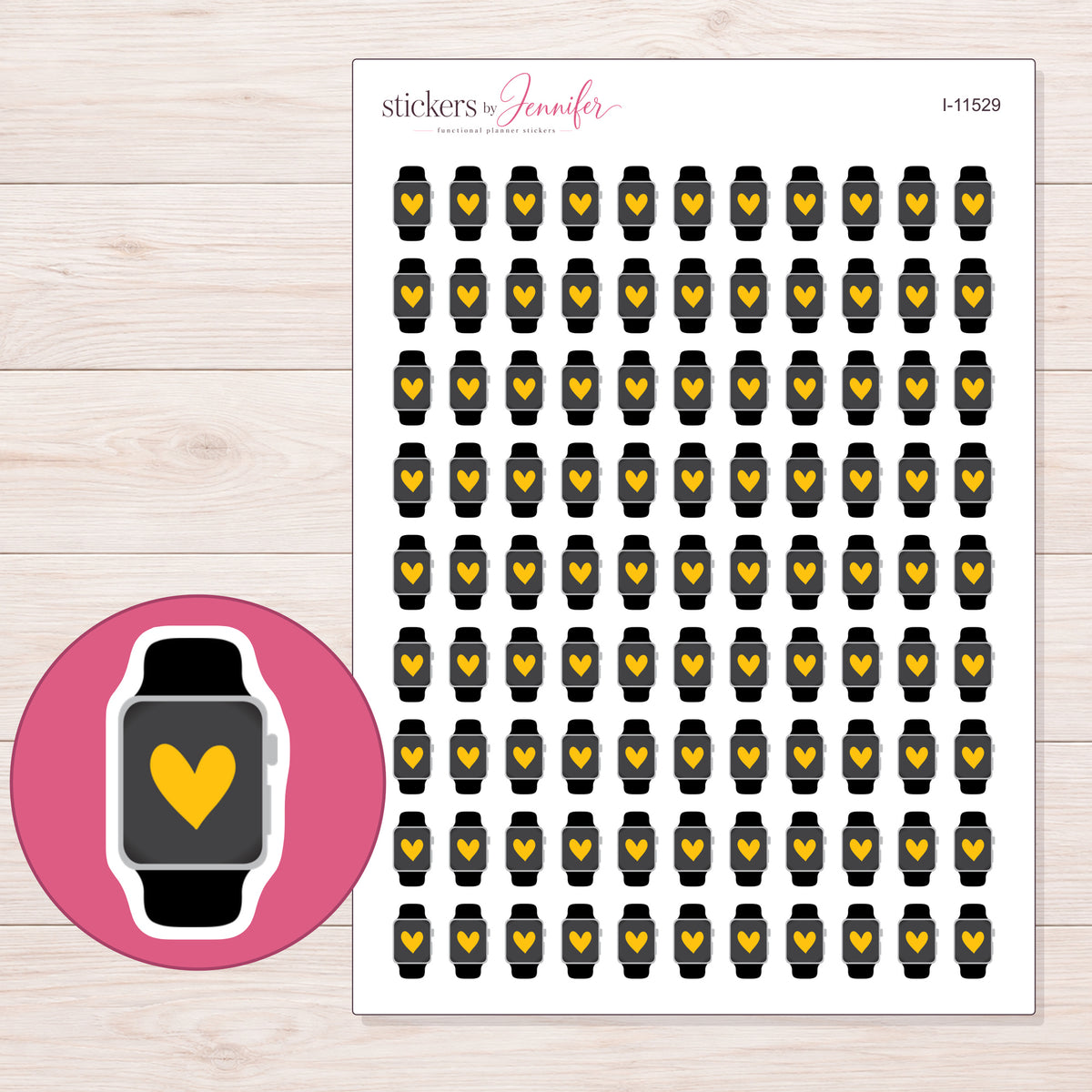 I-11529 planner sticker sheet with enlarged sticker detail